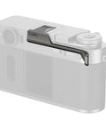 Fujifilm X Half Thumb Grip with Anti Slip Textured Surface and Built In Silicone Pads for Stable One Hand Handling Charcoal Silver Finish Easy Hot Shoe Mount on camera.