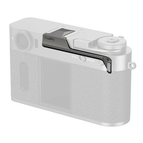 Fujifilm X Half Thumb Grip with Anti Slip Textured Surface and Built In Silicone Pads for Stable One Hand Handling Charcoal Silver Finish Easy Hot Shoe Mount on camera.