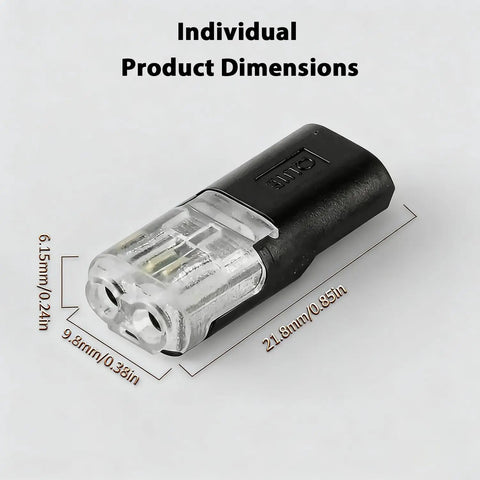 Double Wire Push-In Connector With Locking Buckle for Easy No-Twist Splices and Secure Electrical Wire Connections dimensions