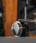 58mm Espresso Coffee Distributor Leveler With Stepless Height Adjustment And 58.35mm Base, Stainless Steel Black Finish