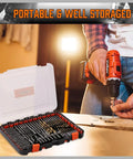 Impact Drill Bit Set 112 Piece With One Fourth Inch Hex Shank For Impact Drivers And Screwdrivers Includes Wood Metal Cement Bits