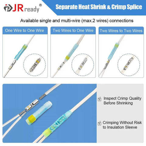 Waterproof Crimp Splice Kit With 150 Copper Splices And PVDF Tubes For Auto And Marine Wiring demonstration diagram