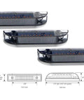 Smoked Lens Amber LED Grille Lights Kit For 2014 To 2021 Toyota Tundra Center Set 3 Piece with diagram dimensions