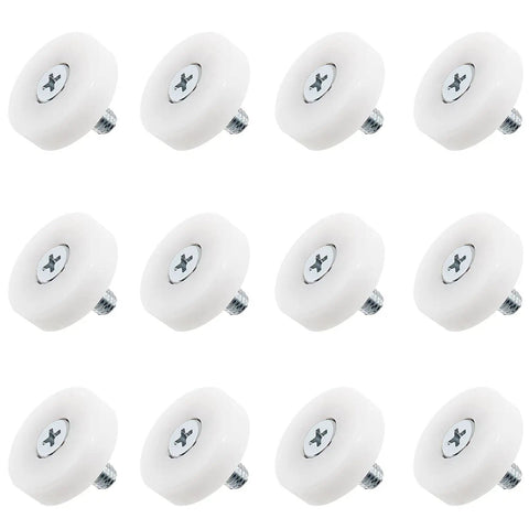 Pack Of Twelve 1 Inch Drawer Slide Roller Wheels Slick Gliding Pom Nylon Construction With Stainless Steel Threads set of twelve white rollers