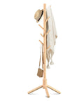 Wooden Coat Rack Stand With Eight Hooks Made From New Zealand Pine Three Section Adjustable Height Easy Assembly Coat Tree