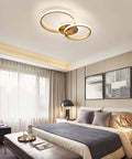 Modern LED Ceiling Light Flush Mount 106W With Six Ring Circle Design, gold acrylic chandelier in stylish bedroom, 6000K cool white