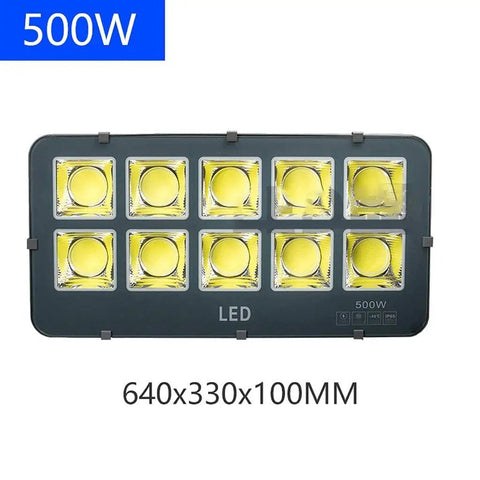 JUDYSSY Home Floodlight, Outdoor Waterproof Led Projection Lamp with 10 LED lights, 500W power, size 640x330x100MM.