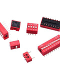 35 Piece Dip Switch Kit With Double Row On Off Slide Type Dip Switches 1 2 3 4 6 8 10 Position 2.54mm PCB Mountable Red Toggle Switches