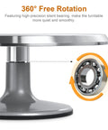Side view of 12 Inch Cake Stand With Non Slip Turntable Aluminum Construction For Cake Decorating Spinner Round Display Tray