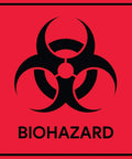Heavy Duty Biohazard Stickers And Warning Decals Built Tough For Labs And Hospitals Includes Straight Up Essential Durable Vinyl Labels In A Solid Pack Of Ten For Zero Hassle Safety showing bold black biohazard symbol on red background.