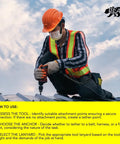 Worker on roof using Durable Tool Lanyard With Carabiner And Adjustable Loop End For Home Renovation And Construction, 8Kg Capacity.