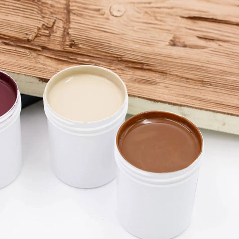 4 Oz Champagne Mist Touch Up Paint Kit For Faux Wood Beams And Trim Includes Custom Color Matching Tints, featuring three paint containers.