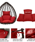 Comfy Egg Chair Cushion Replacement For Hanging Egg Chair Outdoor Swing With Headrest Foldable Waterproof Cushions Red