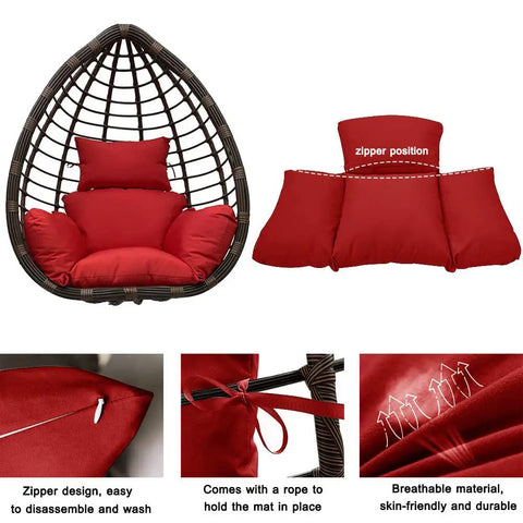 Comfy Egg Chair Cushion Replacement For Hanging Egg Chair Outdoor Swing With Headrest Foldable Waterproof Cushions Red