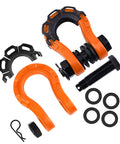 Beefy 2 Pack D Ring Shackle Set For Off Road Vehicles Heavy Duty Tow Shackles For Trucks And SUVs Universal High Performance Towing Accessories In Bright Orange, showing orange and black components.