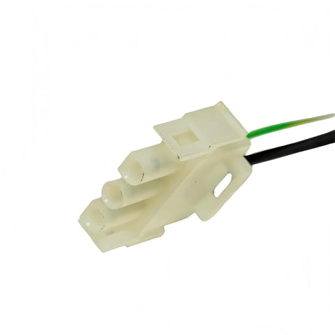 White plastic two-wire furnace draft inducer motor connector with black and green leads