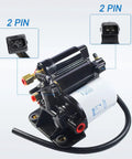 Dual Electric Fuel Pump Assembly Replacement For Marine Engines with 2-pin connectors, fits various engine models.