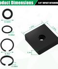 20 Pack 3/8 In Impact Wrench Friction Retaining Ring Kit With O Rings And Anvil Socket Dead Nuts Reliable Replacement gear dimensions showing size of retaining rings and socket.