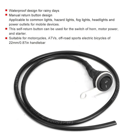 22mm Motorcycle Handlebar Light Switch Stainless Steel Single Spotlight Control Button Universal for ATV Off Road Electric Bike