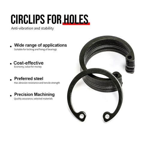 External C Clip Circlip Set 480 Pieces Ranging From 5 To 19 Mm In Carbon Steel Includes Internal C Type Retaining Rings