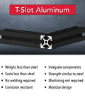 1x1 Inch T Slot Aluminum Extrusion Kit For DIY Linear Rail And Slot Guide 10 Series Black Anodized 88 Inch Long 6063 T6 Heavy Duty Modular Bar For Custom Machinery Workstations And Projects, black profile