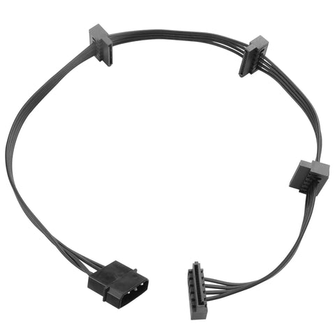 Molex To 4 SATA Power Cable 4 Pin LP4 To 4x SATA 15 Pin Female Expansion Power Cable For PC NAS Server Drives And SSDs 20.8 Inch 18AWG Tinned Copper Built For A Bunch Of Drives, black cable