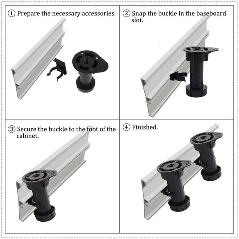 4 Pack Adjustable Furniture Leg Feet With Casters For Cabinets And Tables Leveling Feet In Black Plastic Height Adjustable 3.7 To 5.3 Inches No Tools Needed For Quick Setup Sturdy Support For Kitchen And Bathroom Cabinets