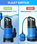 No Stress Heavy Duty 1.5HP Submersible Sump Pump with float switch for automatic operation in water drainage.