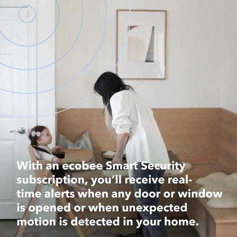 Mother with child demonstrating smart home security using 2-Pack WiFi Door And Window Sensor For Smart Home Security With Real-Time Alerts, No Subscription Needed.