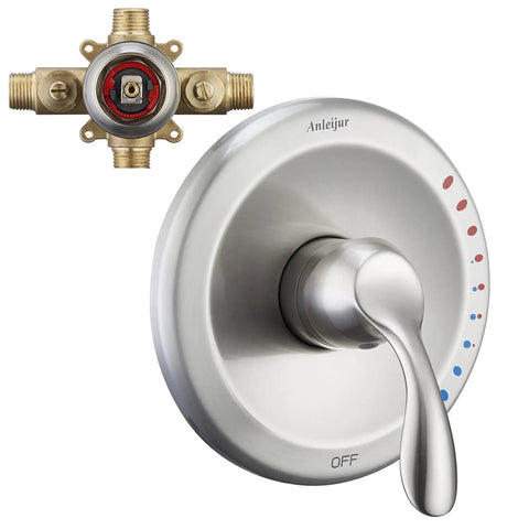 Dual Shower System With Handheld And Rain Head, brushed nickel single handle trim and 3 way diverter.