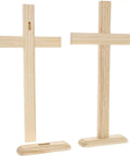 Killer Natural Unfinished Wood Crosses For Arts And Crafts Projects And 2 Pack Measuring 7.9 X 15.5 Inches with bases.