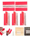 Self Adhesive Clear Acrylic Flush Hinges Set Of 5 For Cabinets Drawers And Doors Heavy Duty Easy Install For Wood Boxes And Furniture Hardware Invisible Finish Perfect For Aquarium Lids And DIY Projects, shown on red background.