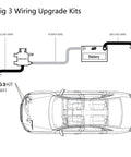 Illustration of Big 3 Wiring Upgrade Kits showing power and ground wires connected to an alternator and battery.