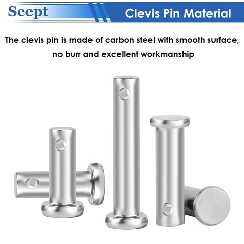 132Pcs Clevis Pin Assortment Kit With 304 Stainless Steel Cotter Pins and Carbon Steel Clevis Pins, smooth surface, for trailer latch use