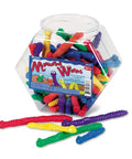 Measuring Worms Counting Toy Set For Kids, 72 Colorful Squishy Worms In Six Colors And Four Sizes in a clear storage bucket