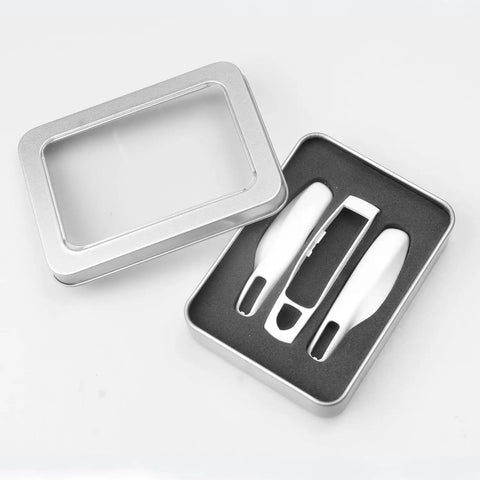 Porsche Key Fob Cover Kit 3 Piece Painted Key Shell Set For Cayenne Panamera Macan 911 Boxster Cayman White in metal case