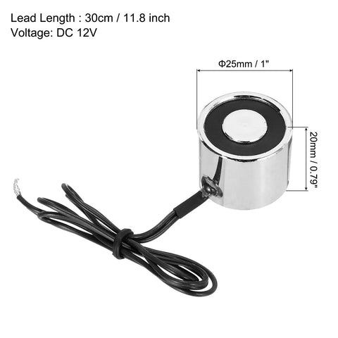 24V DC Solenoid Electromagnet Round Lifting Magnet 2W 17 Lb Holding Force 8 Kg Suction 25x20mm Size With M4 Thread Electric Magnetic Lifting Device For Automation Equipment showing dimensions and specifications