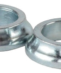 Heavy Duty Steel Tapered Rod End Spacers, 5 8 Inch Bore, quarter length, shiny steel finish for chassis dial in and stability.