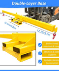 Heavy Duty Forklift Jib Crane 3 Ton Capacity Telescopic Boom Hoist with double-layer base and hooks for material handling.
