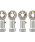 Four Pack PHS6 Rod End Ball Bearings With Female Thread Spherical Plain Bearing Fish Eye Joint view showing machined copper body.
