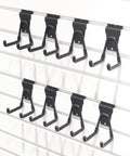 Black Slatwall Hooks And Hangers Set, 8 Pack, Heavy Duty Slat Wall Accessories For Garage Organization installed on wall