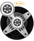 Bulletproof Blade Spindle Assembly Fits Craftsman Cub Cadet Troy Bilt 42 Inch Riding Lawn Mower Deck showing six star design with bearings.