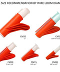 Wire Loom Insertion Tool Set For Three Eighths To Two Inch Conduit Sleeving showing CM08, CM15, CM20, CM25, CM32 orange tools