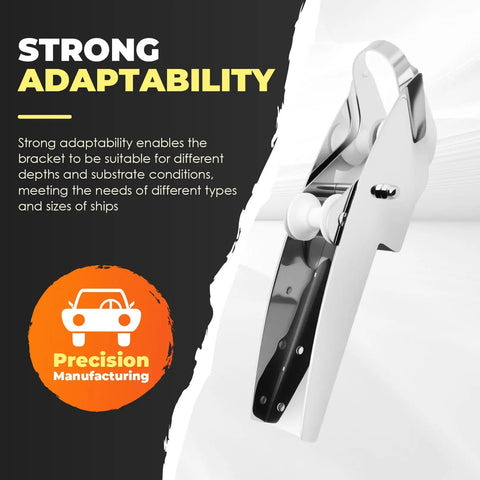 316 Stainless Steel Bow Anchor Roller for Boats Pivoting Marine Hardware with Polished Finish side view and text details