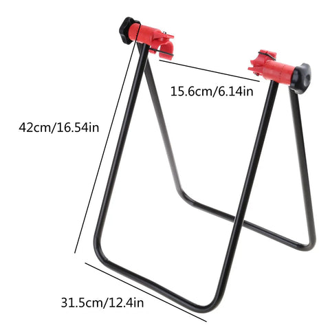 Lightweight Aluminum Bike Repair Rack Triangle Stand For Road Bikes Foldable Floor Display Stand In Red Durable And Stable