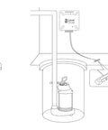 Installation diagram of WiFi Enabled Sump Pump Alarm with High Water Alert, Water Leak Detector, and Temperature Sensor