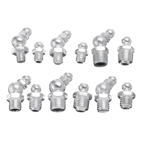130 Piece Grease Nipple Assortment Kit With Galvanized Metal Hydraulic Fittings In Metric And Imperial Sizes M6 M8 M10