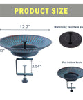 Deck Mounted Bird Bath With Solar Fountain, Weatherproof Metal Bubbler, Easy Setup Rail Balcony Bird Bath For Patio Garden