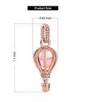 Pink Hot Air Balloon Charm In Rose Gold Plating For Bracelets And Necklaces Sparkling Pink Crystal Beaded Rope Charm With Cubic Zirconia Pave Accents Dope Rose Gold Jewelry Accessory, bead size 1.1 x 0.43 inches