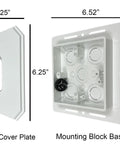Non-Metallic Universal Siding Mounting Block For Exterior Light Fixtures And Receptacles With Flanges, 6.5 Inch By 6.5 Inch Cover, White, 2 Pack, Built-In Electrical Box For Extra Structural Support, flange cover plate and mounting block base